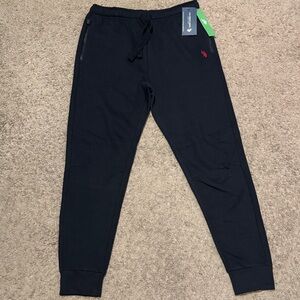 U.S. Polo Assn. Black Joggers with Red Emblem